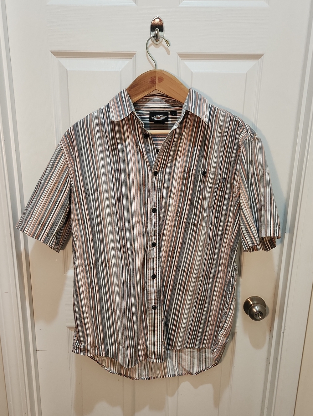 Harley-Davidson Men's Short Sleeve Vertical Stripe - Gray, White, and Orange